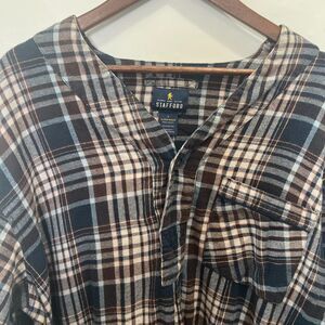 Men's Stafford Sleepwear Plaid Flannel Long Sleeve Night Shirt Gown Sz Lg